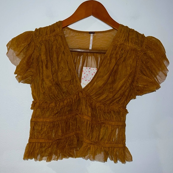 FREE PEOPLE Making Me Smile Print Top Twisted Wood - Picture 4 of 5